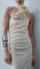Flower Sleeveless Maxi Dress In White
