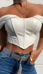 Black LeaTher Strapless Corset Top