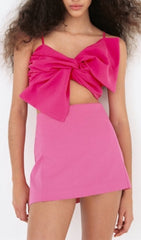 Pink Tied Bow Crop Top