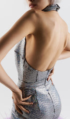 Sequin Backless Mini Dress In Silver