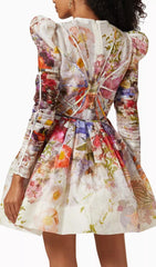 Floral Printed Long Sleeve Mini Dress