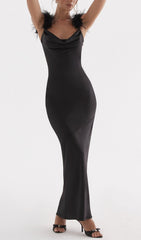 Black Satin Maxi Dress