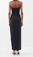 Crystal Flower Maxi Dress In Black