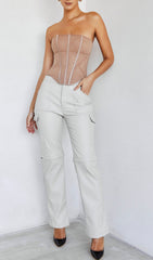 Beige Mesh Strapless Corset