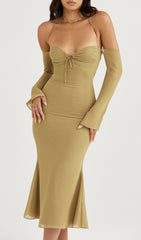 Halter Midi Dress In Green