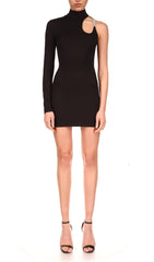 One Shoulder Crystal Chain Mini Dresses In Black