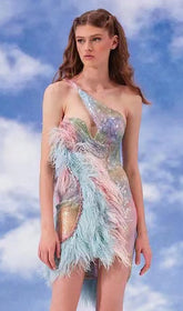 FeaTher Sequin Mini Dress