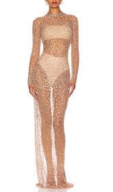 Sequin Lace Perspective Dress In Pink