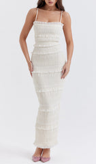 Ivory Sequin PLEAT Maxi Dress