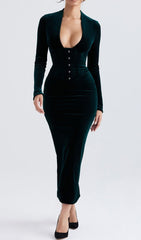 Forest Velvet Corset Dress