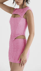 Pink Corset Two Pieces Suit
