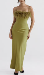 Chartreuse FeaTher Maxi Dress