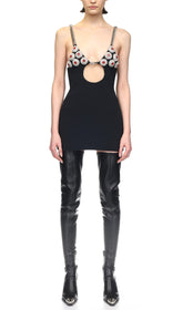 Diamond Hollow Mini Dress In Black