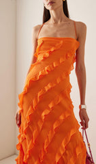 Lace UP Ruffle STRAIGHT Dress