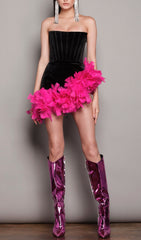 FeaTher Corset MiniI Dress In Black