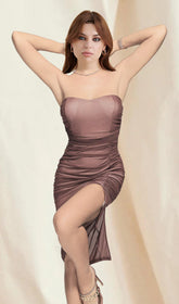 Strapless Mesh Midi Dress