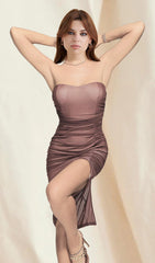 Strapless Mesh Midi Dress