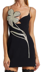Crystal Flower Bandage Mini Dress