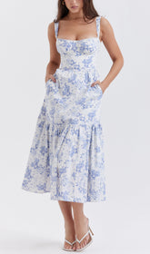 Blue Print Midi Sundress