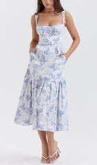 Blue Print Midi Sundress