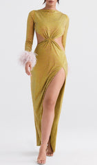 Chartreuse Crystallised Maxi Dress