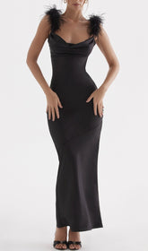 Black Satin Maxi Dress