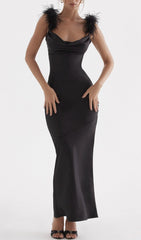 Black Satin Maxi Dress