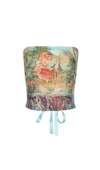 OIL PAInTInG Lace UP Tube Top