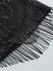Sequin Tassel Backless Mini Dress In Black
