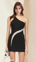 Black One Shoulder Mini Dress