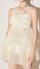 Beige One-Piece Suspender Swimsuit