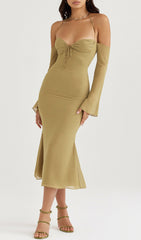 Halter Midi Dress In Green