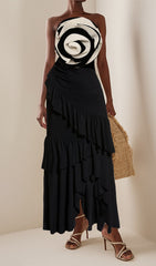 Exaggerated 3D Flower One Piece Swimsuit And Skirt