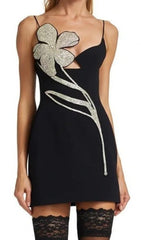 Crystal Flower Bandage Mini Dress