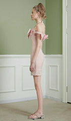 Halter Neck Bow Mini Dress In Pink