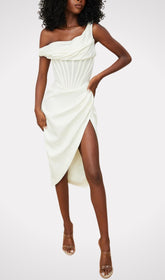 Ivory DraPE Corset Midi Dress