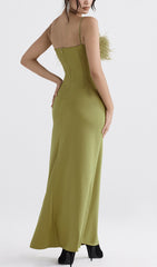 Chartreuse FeaTher Maxi Dress