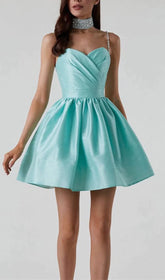 Diamond Suspender Dress In Mint Green