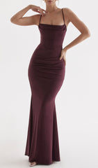 DARK Cherry Corset Maxi Dress