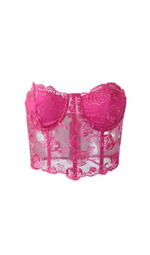 Pink Floral Lace Corset Top