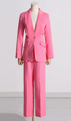 Cutout Blazer Suit In Pink