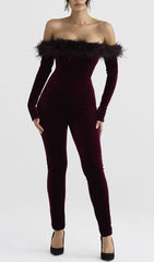 Black Cherry Velvet Jumpsuit