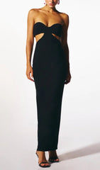 Bustler Neckline Cut Out Bandage Dress In Black