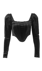 Black Velvet Puff Sleeve Corset