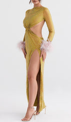 Chartreuse Crystallised Maxi Dress