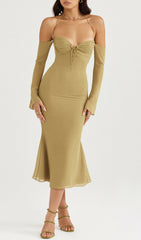 Halter Midi Dress In Green