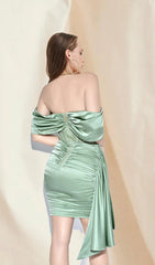 Green Ruched Corset Mini Dress