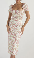 Rose Print Dress In Pink
