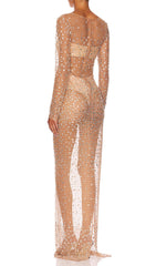 Sequin Lace Perspective Dress In Pink
