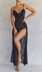 NIGHT SHADE Lace Maxi Dress In Black